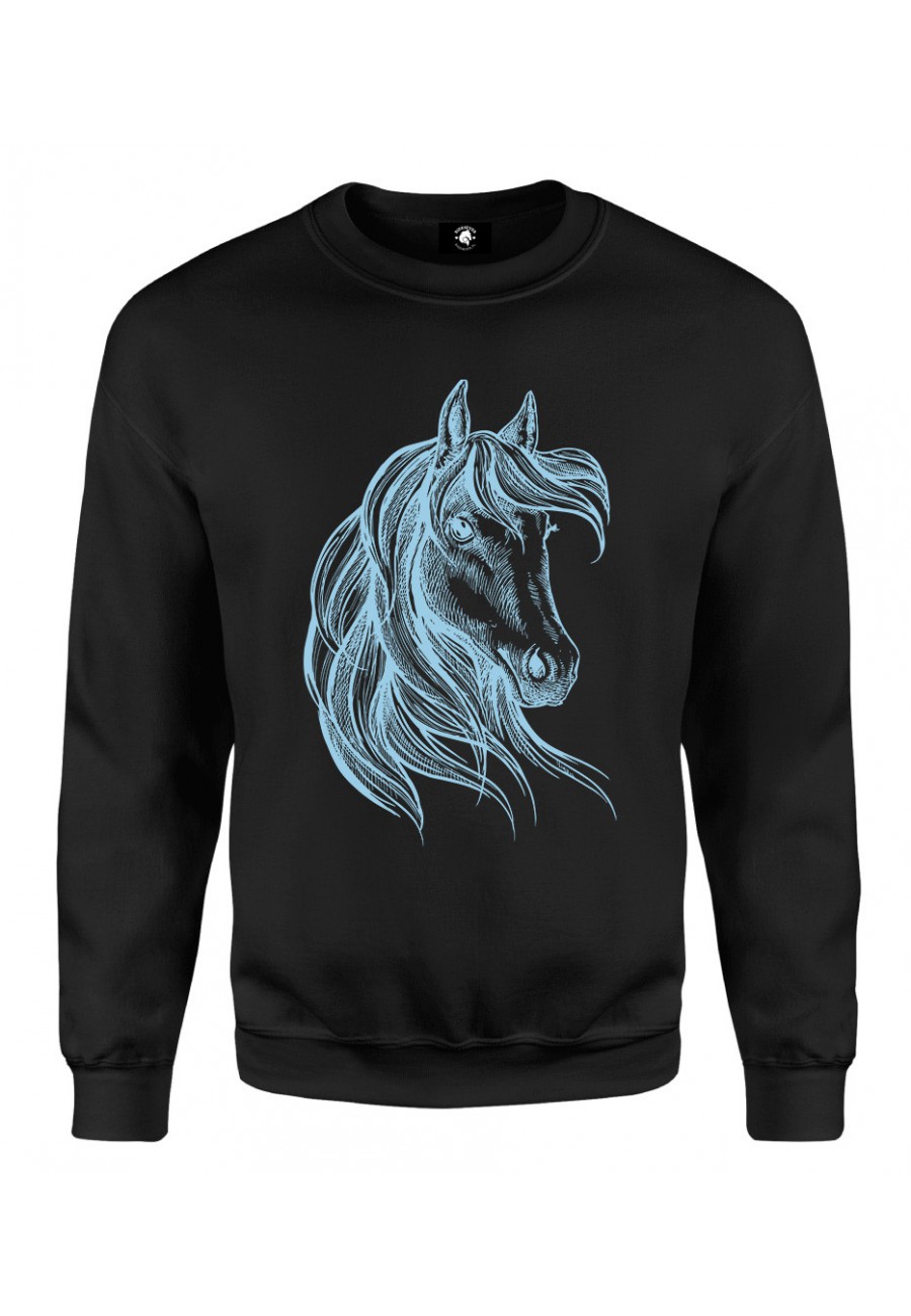 Bluza klasyczna Rysunek Konia - niebieski