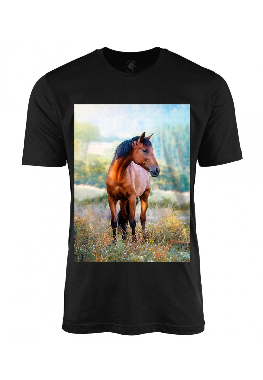 Koszulka męska Koń na łące