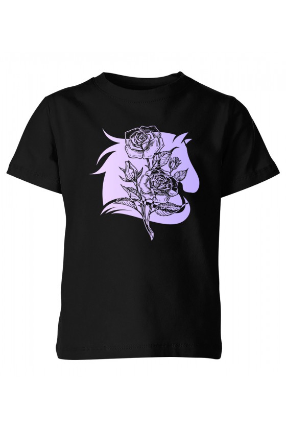Koszulka dziecięca Koń z różą - fioletowy